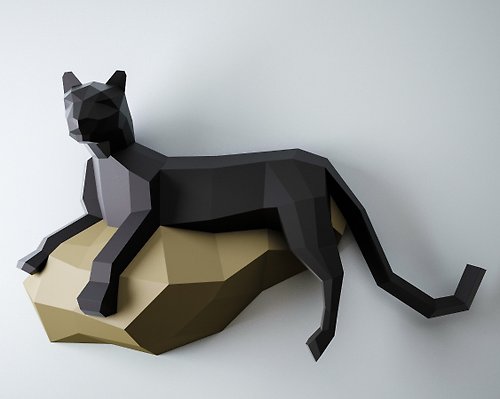 InArtCraft Papercraft Panther, 3D paper craft sculpture, Paper model Cat, DIGITAL TEMPLATE