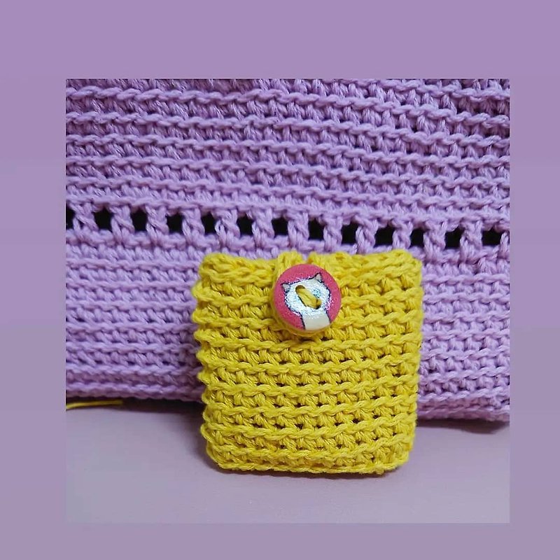 Ping An Incense Bag~Weaving~Customized - กระเป๋าเครื่องสำอาง - ผ้าฝ้าย/ผ้าลินิน สีเหลือง