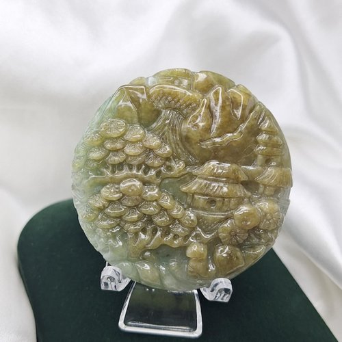 緣圓翡翠 鐲心料 濃黃翡 山水牌件 | 天然緬甸玉A貨翡翠