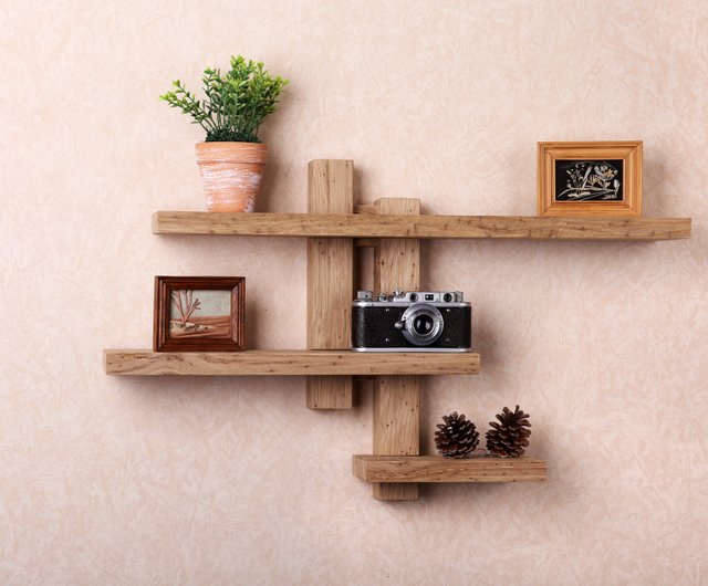 WYSRJフローティング棚壁掛け半円壁棚木材・金属製半円壁掛棚壁リビング浴室キッチン用化粧棚