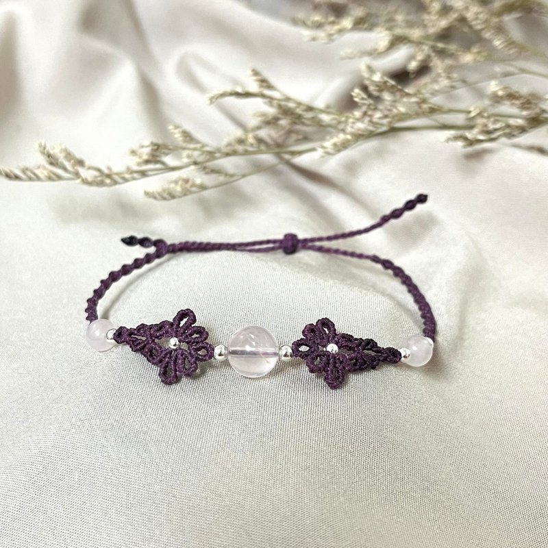 花漾編織手鍊/粉晶 - 手鍊/手環 - 水晶 粉紅色