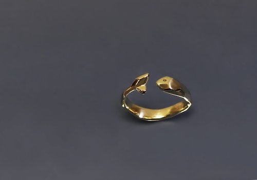 Maple jewelry design 動物系列-小魚兒切面黃銅戒