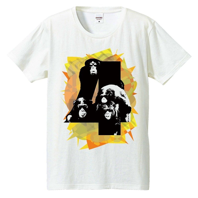 Tシャツ / monkey 4 - 男 T 恤 - 棉．麻 白色