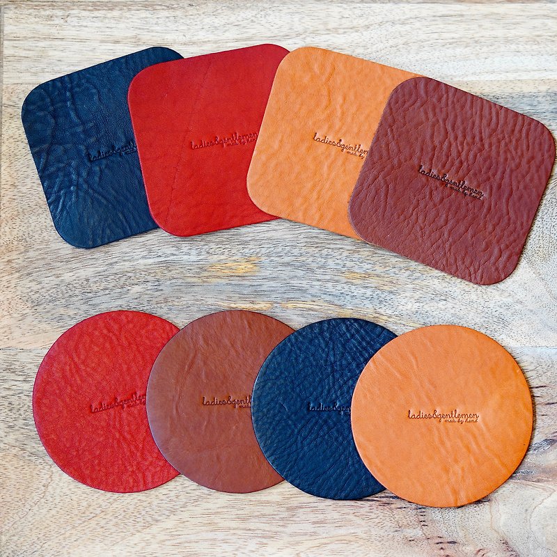 [Shikaku] Coaster Leather Italian Leather Leather - Coasters - Genuine Leather Red