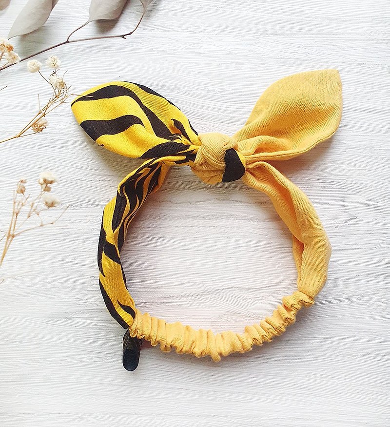 Cute Tiger Pattern Baby Knot Headband - หมวกเด็ก - ผ้าฝ้าย/ผ้าลินิน สีส้ม