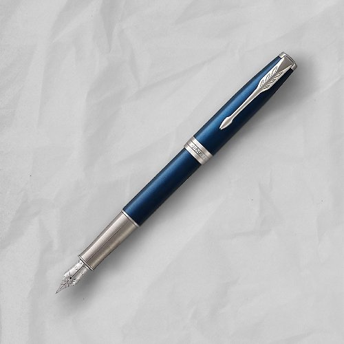 文聚 PARKER 派克 18K金 卓爾系列 海洋藍白夾 F尖 鋼筆 免費刻字