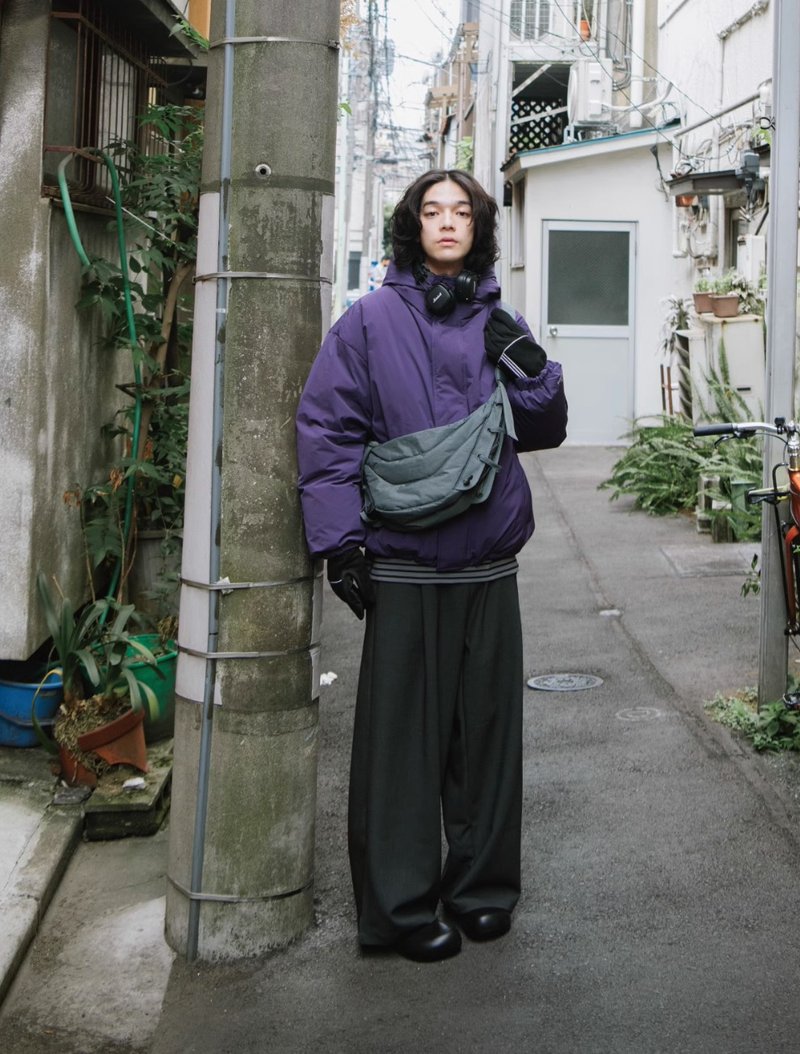 漫長的冬季 復古保暖連帽羽絨服 - 男夾克/外套 - 其他材質 紫色