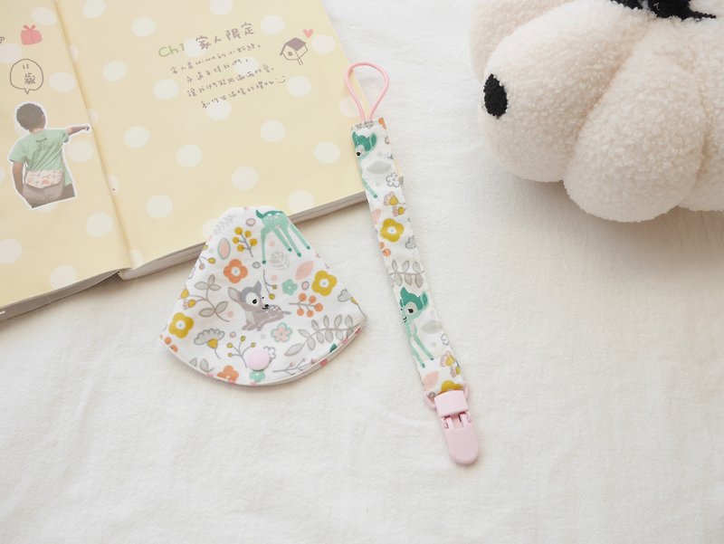 Two-in-one pacifier clip pacifier dust cover + pacifier chain fawn - Other - Cotton & Hemp Pink