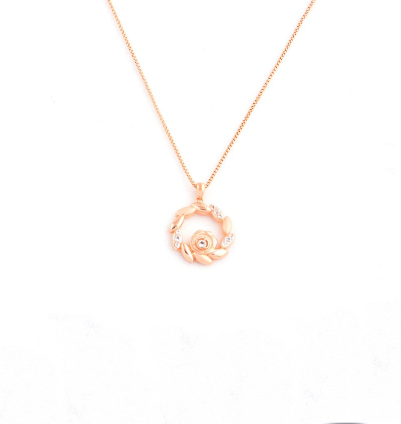 金穗印記 925 純銀鑲培育鑽石麥子皇冠頸鏈-45CM - 項鍊 - 純銀 
