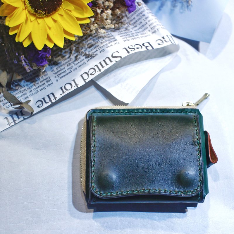 Leather pocket wallet Leather pocket wallet - กระเป๋าใส่เหรียญ - หนังแท้ สีเขียว
