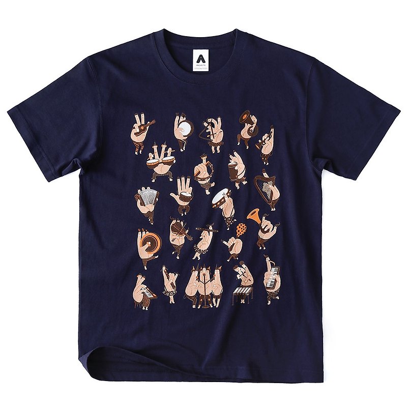 Illustration T / Finger Band / Project A High-standard Heavy T / Dark Blue / Black - Men's T-Shirts & Tops - Cotton & Hemp Multicolor