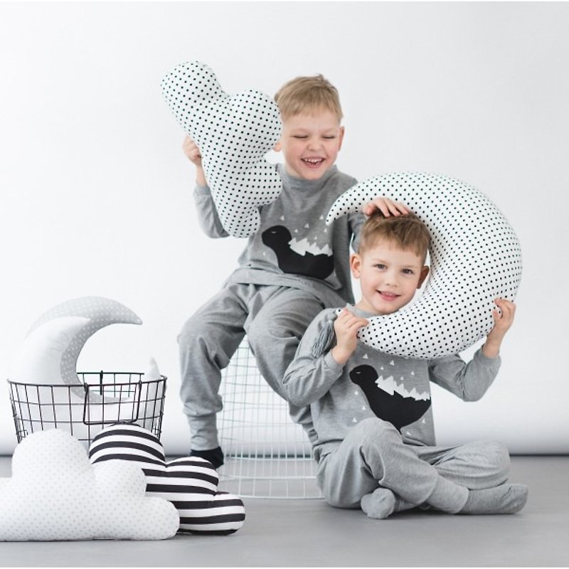Grey two piece kids pajamas with dinosaur - อื่นๆ - ผ้าฝ้าย/ผ้าลินิน สีเทา