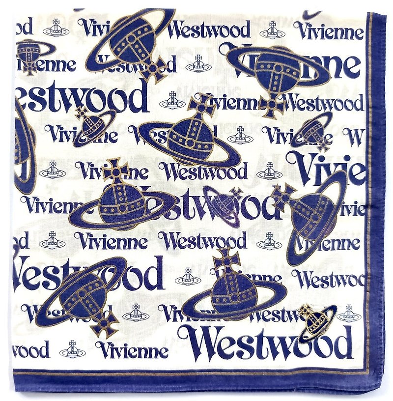 Vivienne Westwood Vintage Handkerchief Square Saturns 19.5 x 19 inches - ผ้าเช็ดหน้า - ผ้าฝ้าย/ผ้าลินิน สีม่วง