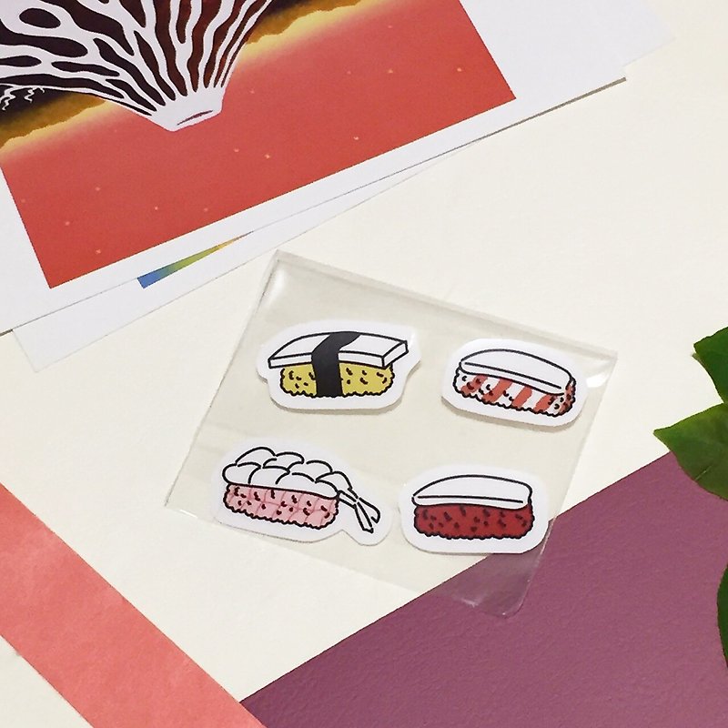 Anti-sushi transparent sticker 4 into the group - สติกเกอร์ - กระดาษ สีแดง