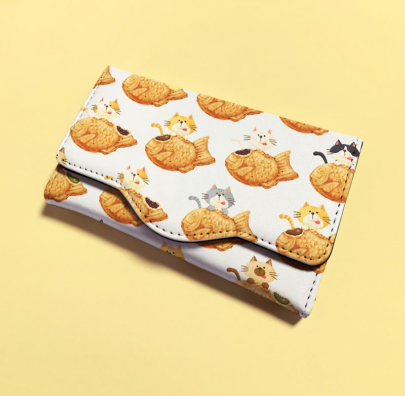 Feast and Cat Taiyaki Key Case - Keychains - Faux Leather White