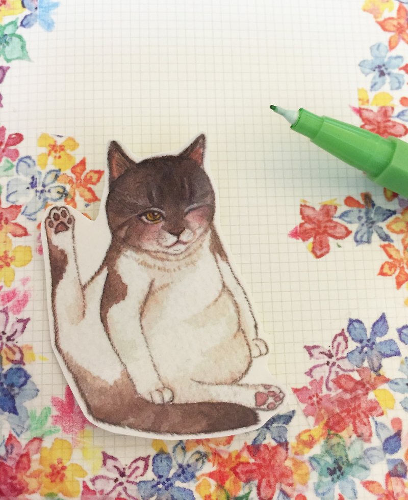 Lazy cat cat sticker - สติกเกอร์ - กระดาษ สีกากี