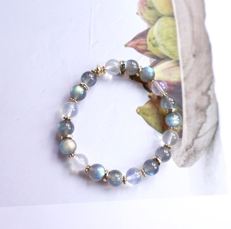 Peach Blossom Noble Man Lucky/Moonstone Labradorite Bracelet - สร้อยข้อมือ - คริสตัล 