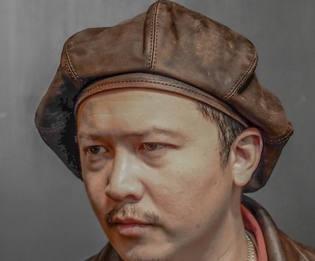 レザーベレー帽 ベジタブルタンニンなめしレザーベレー帽 - ディスト