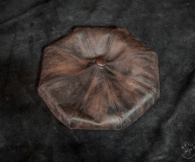 レザーベレー帽 ベジタブルタンニンなめしレザーベレー帽 - ディスト