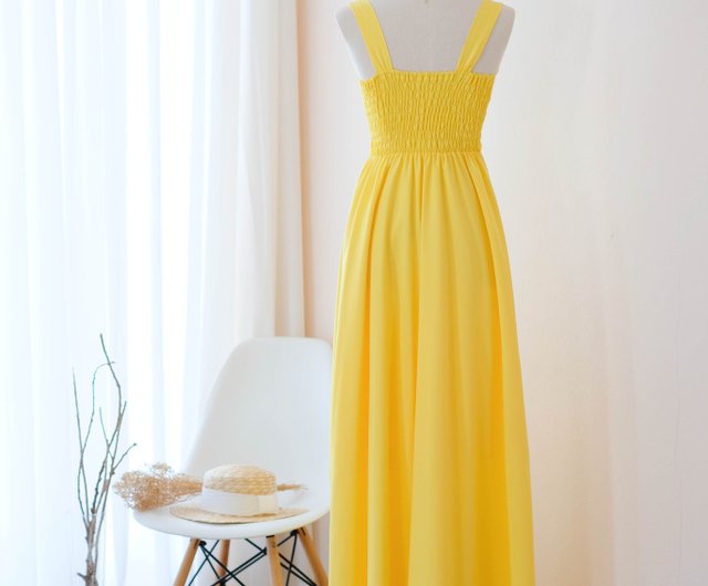 イエローのロングドレス、パーティードレス、ビーチドレス - ショップ
