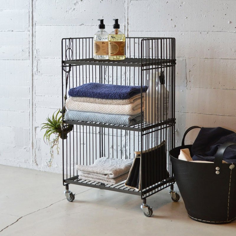 Japanese COLLEND WIRE steel double-layer storage rack (with wheels)-DIY - Shelves & Baskets - Other Metals Silver