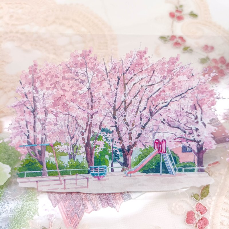 PS210櫻花街景 Sakura Street View / 紙膠帶 Masking Tape - 紙膠帶/和紙/PET - 塑膠 多色