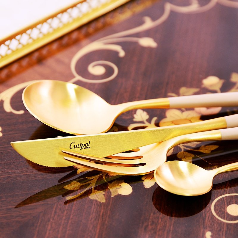 GOA IVORY MATTE GOLD CUTLERY (SINGLE) - Cutlery & Flatware - Stainless Steel Khaki