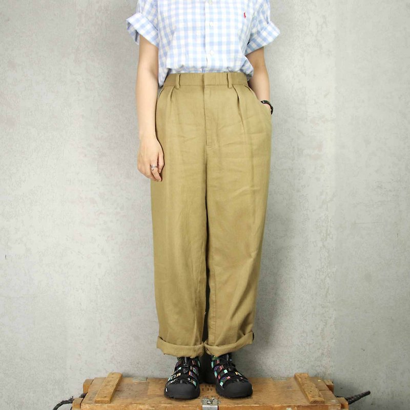 Tsubasa.Y vintage house 001 cotton and linen POLO vintage discount trousers, trousers discounted Chino Pants - Women's Pants - Cotton & Hemp Brown