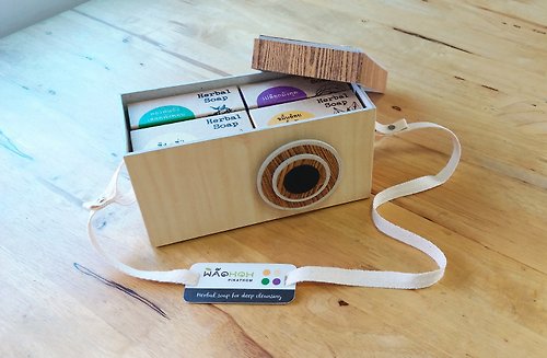 pikathom-herb 相機造型 手工肥皂禮物盒 3 - 奶油色/棕色