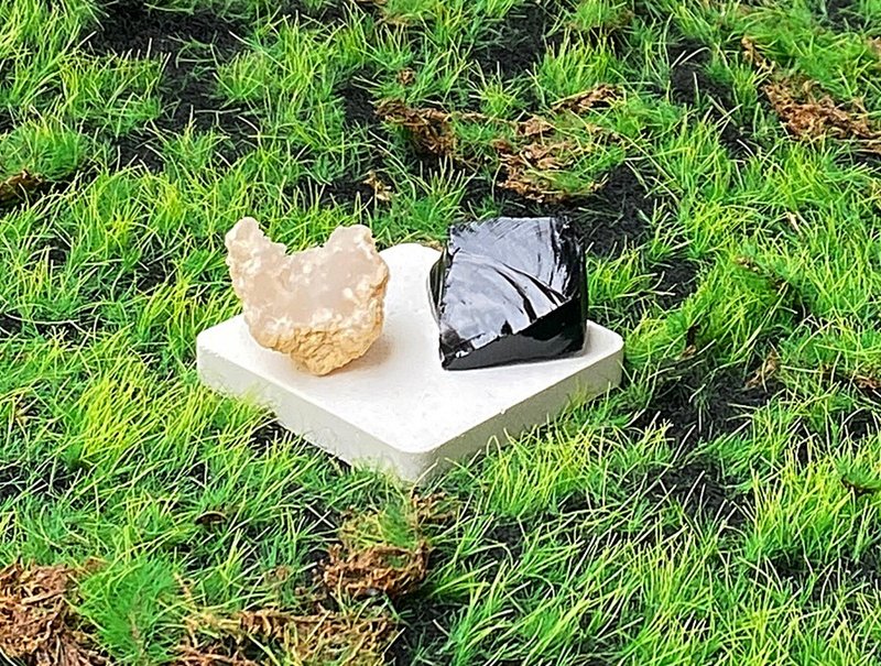 瑪瑙白水晶原礦元寶 黑曜石 |招財開運 避邪保平安 辦公室 風水 - 擺飾/家飾品 - 水晶 多色