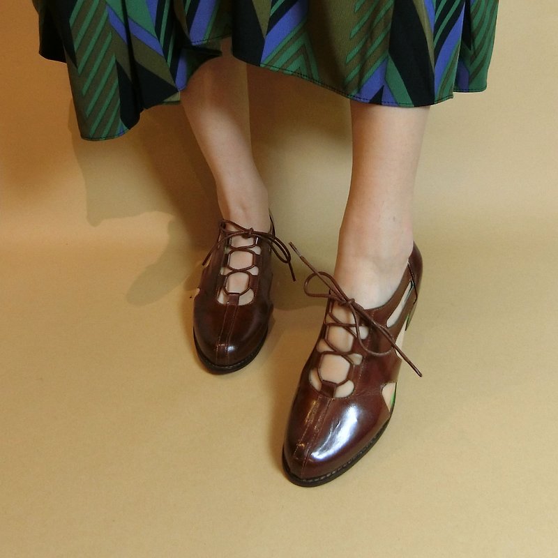 Side of the air-bound shoes || Wednesday dance class chestnut brown || # 8083 - Women's Oxford Shoes - Genuine Leather Brown