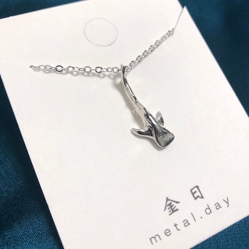 925 Silver Whale Shark Necklace - Necklaces - Sterling Silver Transparent