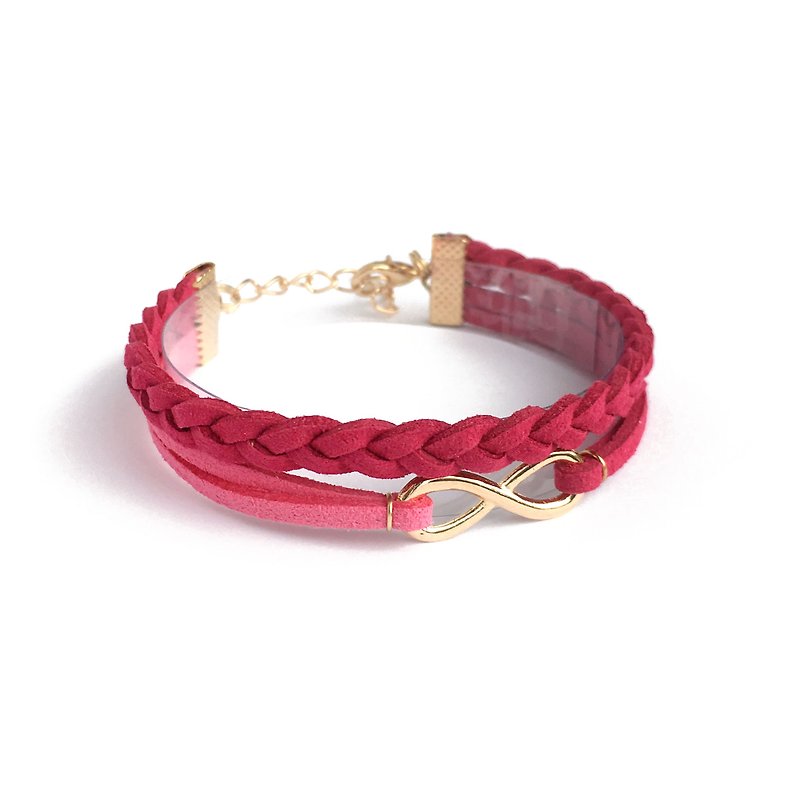 Handmade Double Braided Infinity Bracelets Rose Gold Series-rose red limited  - Bracelets - Other Materials Red