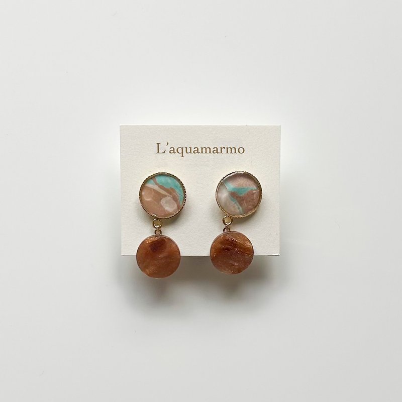 Water Marbling earrings or clip-on earrings. - Earrings & Clip-ons - Copper & Brass Brown