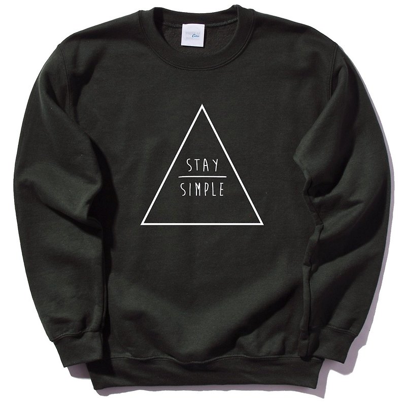 STAY SIMPLE Triangle 大學T 刷毛 中性版  黑色 保持簡單 三角形 幾何 設計 自創 品牌 時髦 圓 文青 Hipster - T 恤 - 棉．麻 黑色