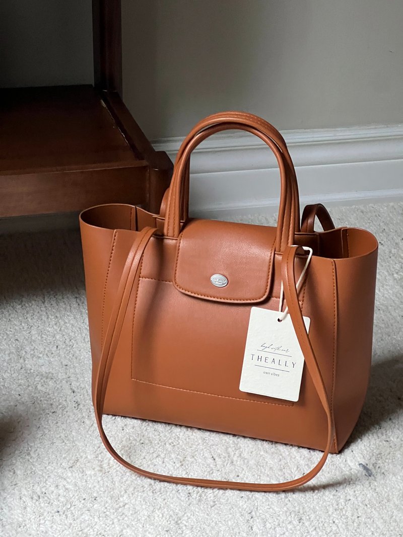 The Ally from Korea | ELNOY BAG | Camel | 2ways Handbag Shoulder bag - Handbags & Totes - Faux Leather Brown