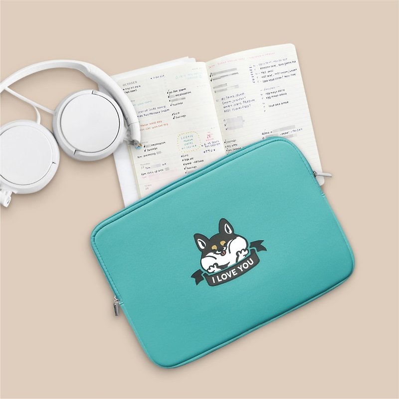 I LOVE YOU Shiba, Laptop Sleeve 15 Inch, Macbook Air 11 Inch Case, Macbook Pro - Laptop Bags - Rubber Green
