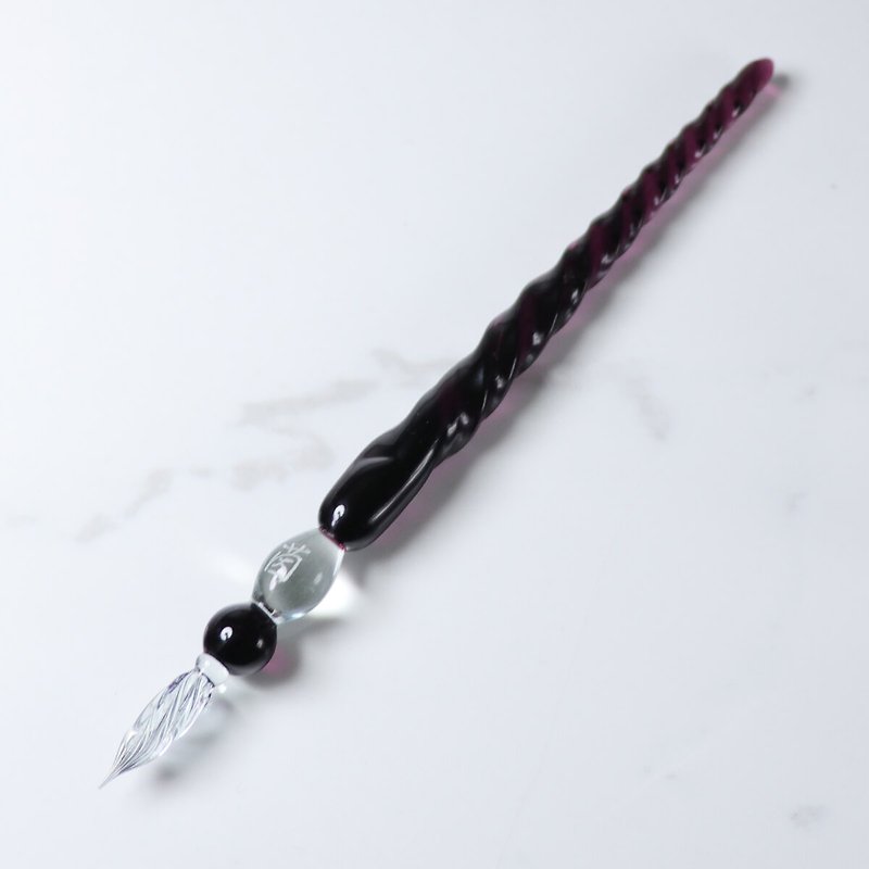 (Spiral shape) MSA glass pen burgundy purple hand-engraved dip pen stationery made in Taiwan - Dip Pens - Glass Purple