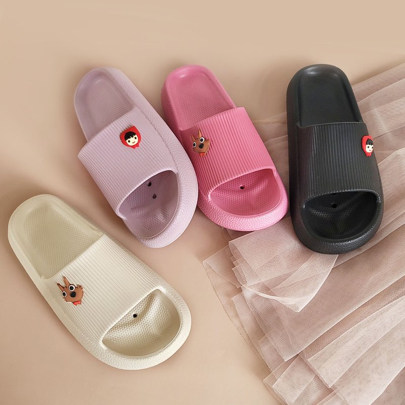 Waterproof and quick-drying parent-child muffin thick-soled slippers Little Red Riding Hood and the Big Bad Wolf Shoes - Slippers - Waterproof Material Multicolor