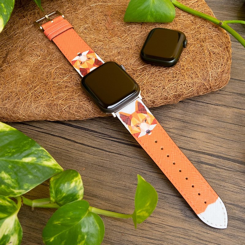 Fox | Apple スマートウォッチ ストラップ - 腕時計ベルト - 革 シルバー