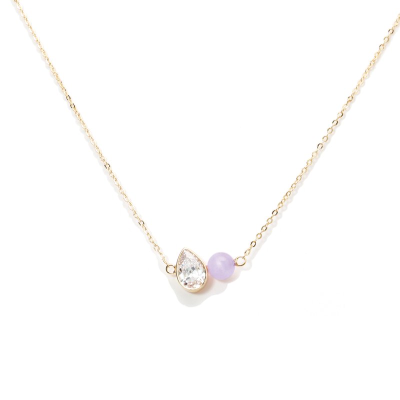 Fleur Kunzite Necklace - 項鍊 - 珍珠 金色