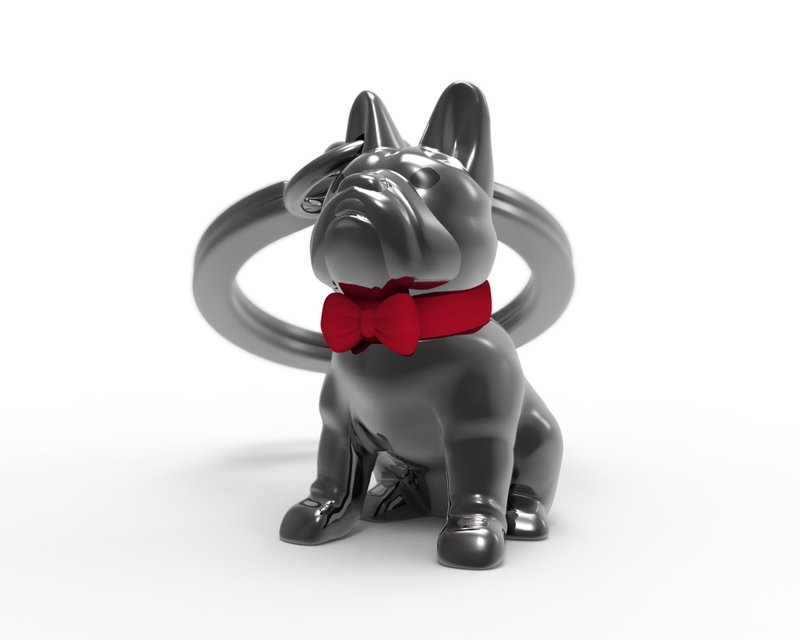 【Metalmorphose】MTM Bulldog Keychain Pet/French Bulldog/Pendant/Gift - Keychains - Other Metals Black