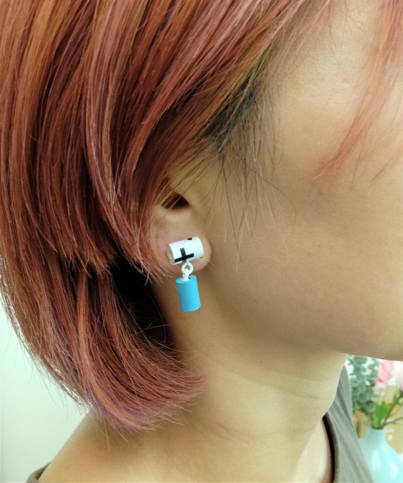 Paper earrings_PENDERE_Colorful colors_S size 925 sterling silver - ต่างหู - กระดาษ สีน้ำเงิน