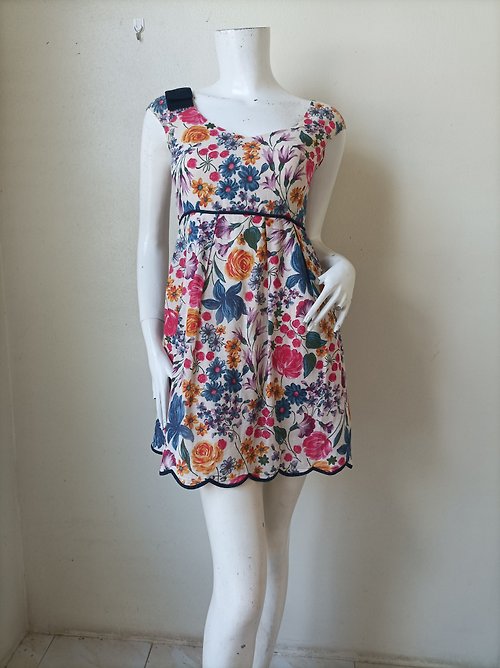 cvintageland Jill Stuart Cotton Dress / Floral Mini Dress Size 0 (XS)