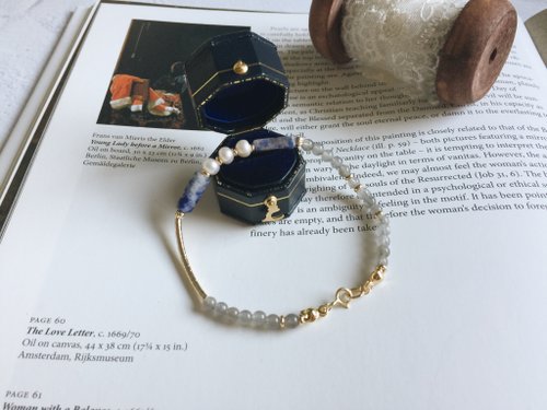 Enko Enko | 傑西的洛可可花瓶 藍點石 魚子珍珠 拉長石 14K金 手鍊