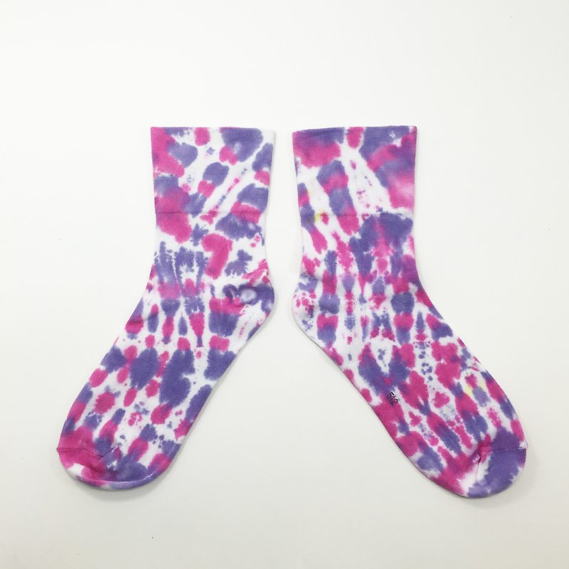 襪子 3/4寬口襪 手染 渲染 染色/客製化 交換禮物 聖誕禮物 生日禮物 畢業禮物 手作  [毒藥] - 襪子 - 棉．麻 紫色