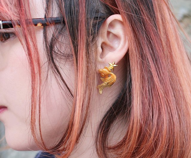 Golden Fish (GD) Earring Goldfish Clip-On GD EA104GD - 設計館