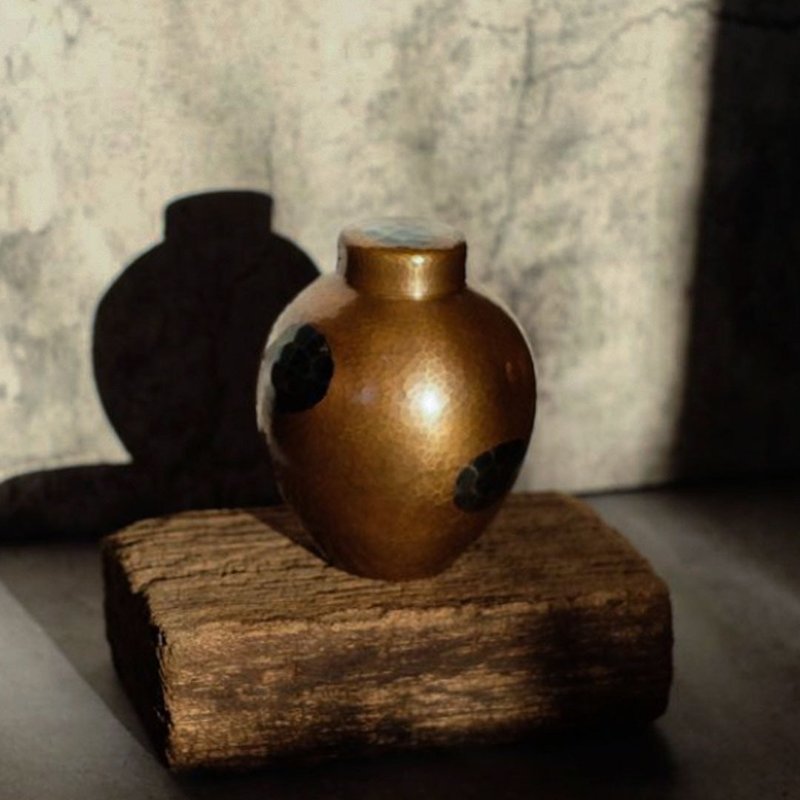 日本古美術 人間國寶【玉川堂】龜甲紋 甕型茶倉 - 茶壺/茶杯/茶具 - 銅/黃銅 