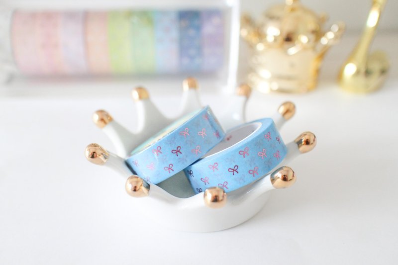 Bronzing paper tape-light blue bronzing small bow - มาสกิ้งเทป - กระดาษ หลากหลายสี