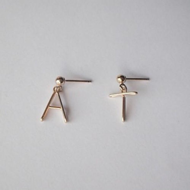 initial stud earrings - Earrings & Clip-ons - Other Metals Gold